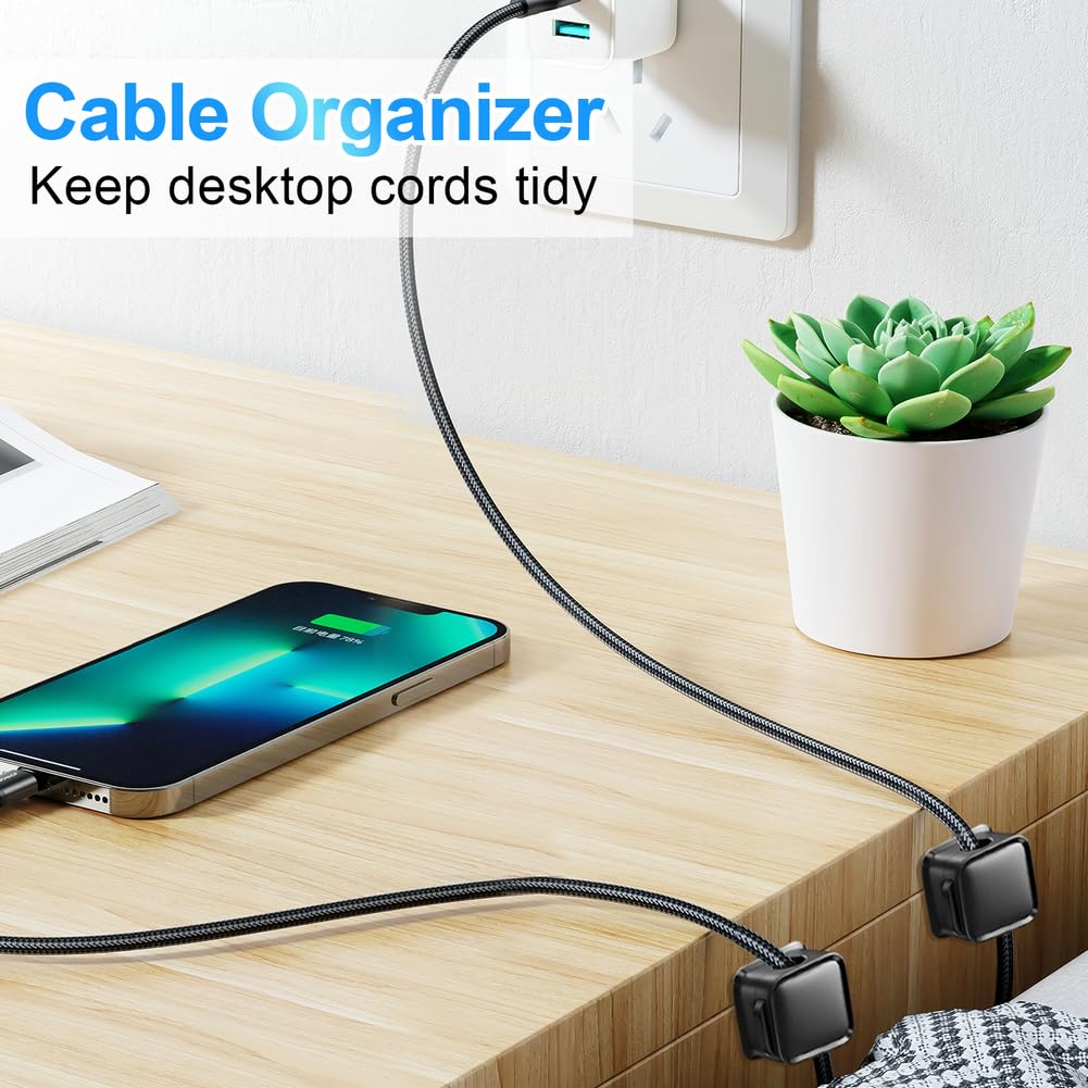 18 Pack Cord Organizer Holder,Magnetic Cable Clips Management,Easy Strong Adhesive Phone USB Charger Cord,Hide Or Organize Desk Cable for Kitchen,Office,Car,Nightstand（Black）