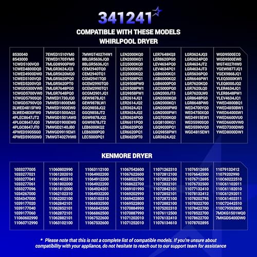 BlueStars 341241 Dryer Drum Belt Pack of 1 for Whirlpool/Kenmore Dryers