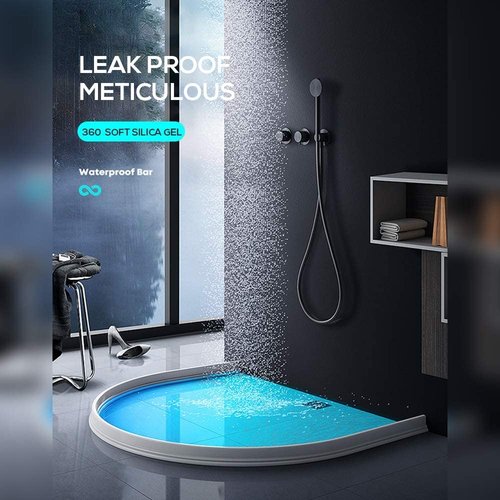 Hi-Na 3ft/5ft/6ft/8ft10ft Collapsible Shower Threshold Water Dam Water Barrier for Shower and Water Stopper Keeps Water Inside Water Threshold for Wet and Dry Separation (5ft, white)