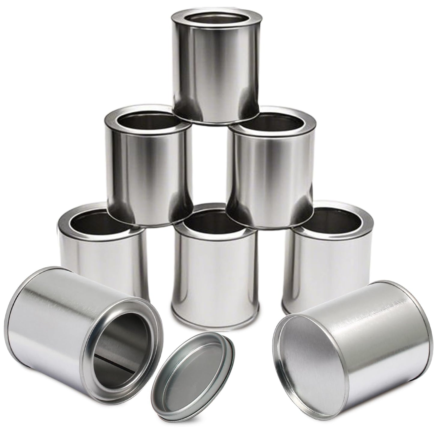 Litoexpe 8 Pcs 1/4 Pint Size Empty Metal Paint Cans, 0.5 Cup Paint Storage Containers with Lids Capacity Touch Up Paint Containers for DIY Projects Leftover Pain