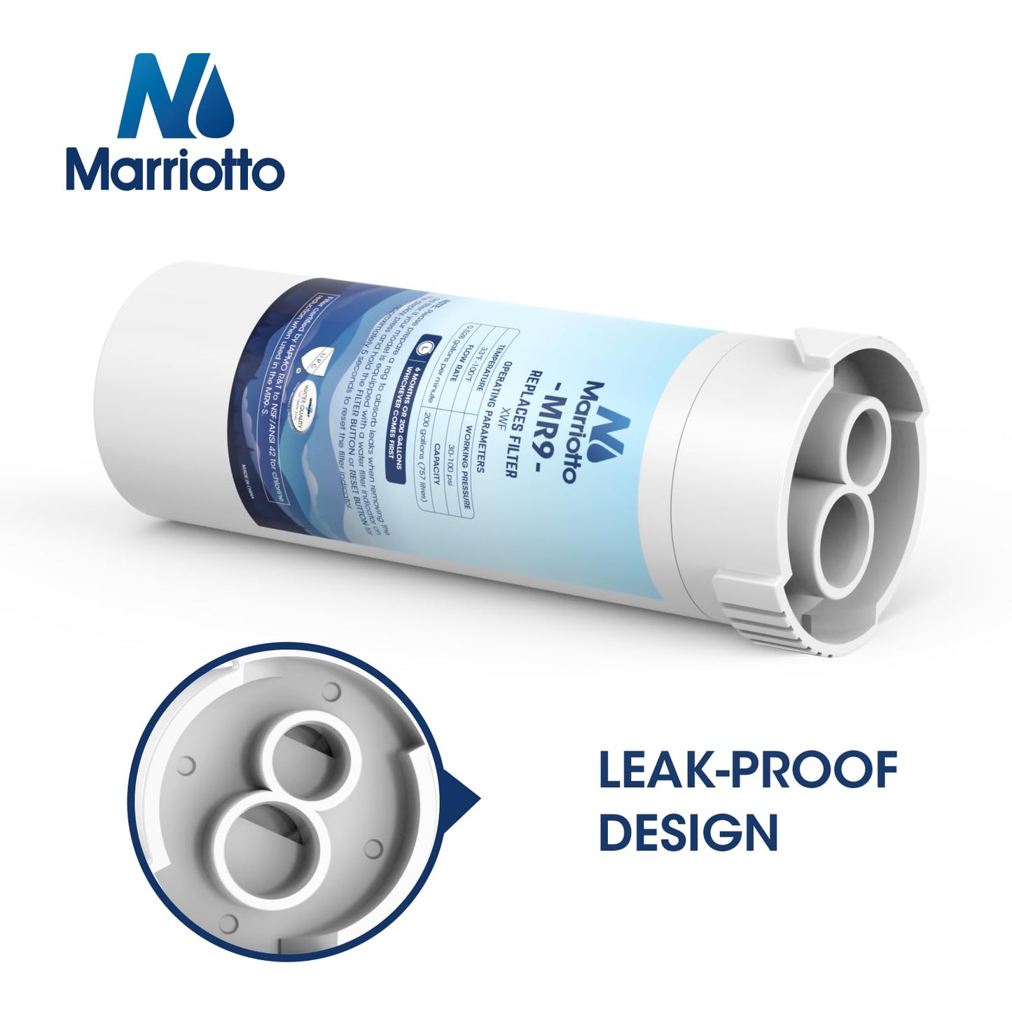 MARRIOTTO Genuine GE XWF Replacement Water Filter - Compatible with GE French-Door Refrigerators - 1 Pack (Not XWFE)