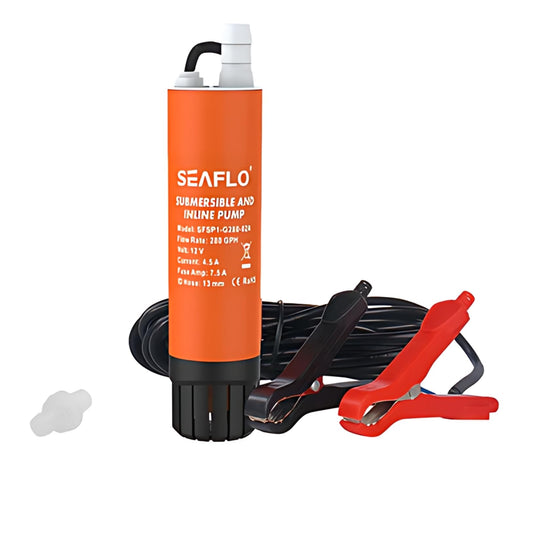 SEAFLO 12V Submersible/Inline Transfer Pump for Diesel/Freshwater/Saltwater - 280 Gallons Per Hour Flow Rate - 4 Year Warranty