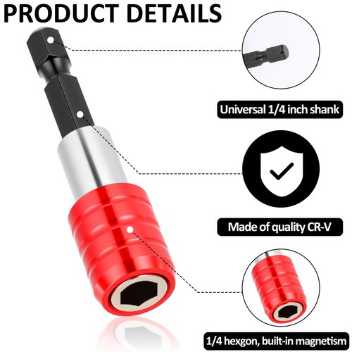 2 Pcs 1/4 Inch Screwdriver Bit Holders, Magnetic Drill Bit Holder Hex Shank Impact Bits Holder Extension Quick Release Screwdriver Drill Screw Adapter for Nut Driver, 60 mm Length