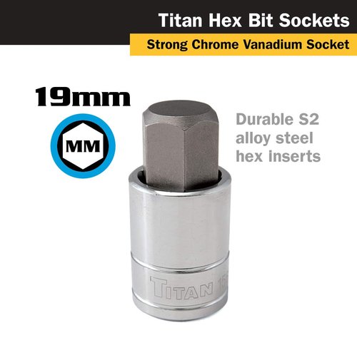 Titan 15619 1/2-Inch Drive x 19mm Hex Bit Socket