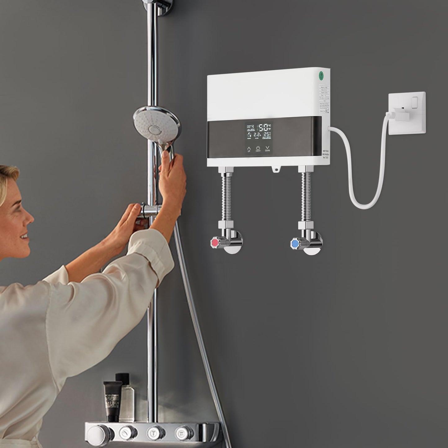 110V 4000W Mini Electric Tankless Water Heater for Home Kitchen Shower, Instant Hot Water Heater with Remote Control Digital Display, Constant Temperature & Space Saving Design