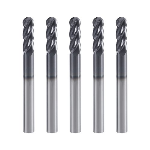 XYunEnZ ISB 4Flutes Carbide Ball Nose end Mill - Micro Grain Carbide End Mill for Alloy Steels/Hardened Steels(5,1/8)