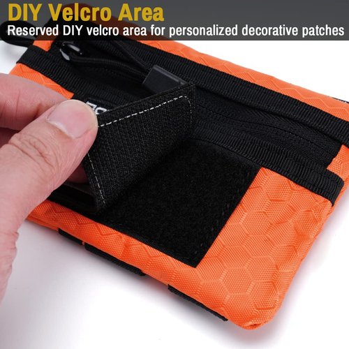 VIPERADE VE1-P Pocket Organizer, EDC Pocket Organizer Men, EDC Organizer Pouch Tool Pouch with 5 Tool Storage EDC Pouch for Flashlight, Pocket Knife, Tactical Pen, EDC Gear (Orange)