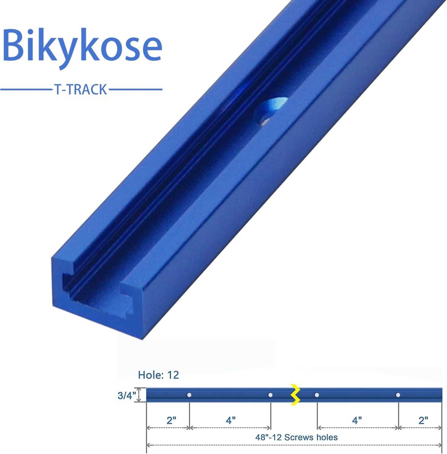 4 Pack 48" T-Track for Woodworking with Screws, Aluminum Alloy Woodworking Tools Double Cut Profile Universal T-Tracks with Predrilled Mounting Holes, Anodized Blue