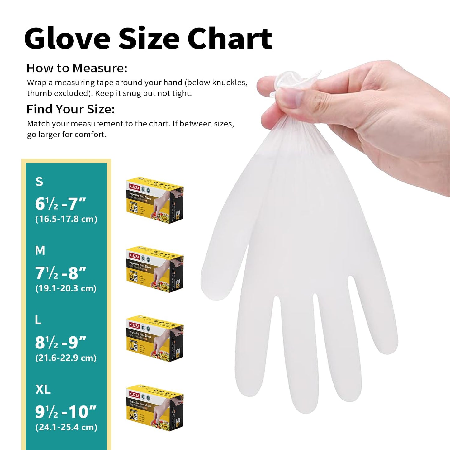 KLIZZA Disposable Gloves 4 Mil, 100 Count Clear Vinyl Gloves Latex & Powder Free – Food Safe for Small Kitchen Tasks, Quick Cleaning & Light Food Prep, Small