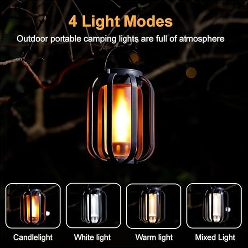 Solar Flameless Lantern, Solar Lantern Outdoor Light with Base, 4 Modes, with Tripod, Can Be Hung or Placed , Auto On/Off Sensor – Candlelight, Warm & White, for Camping, Garden Decor (1Pcs)