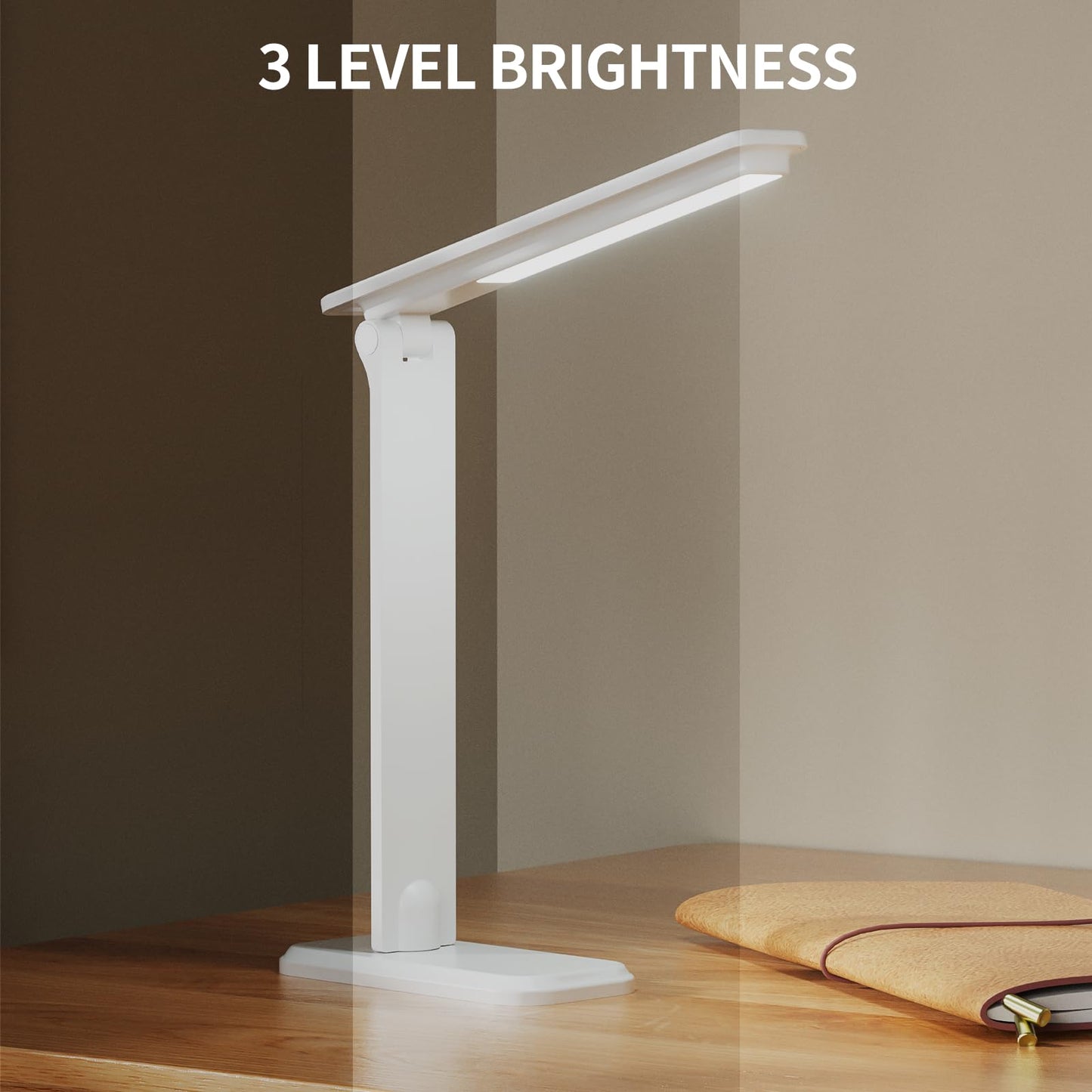 ANNAITE LED Desk Lamp Dimmable Table Lamp Reading Lamp with Changeable Clip & Base, 3 Brightness Dimmable Small Desk Lamp for Office Home, Desk Clip on Lamp for Bed Headboard, LED Desk Light Strip