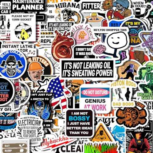 Hard Hat Stickers, 233 PCS Funny Stickers for Adults - Waterproof for Tool Box, Water Bottle, Construction Hat, Helmet ? Blue Collar Sticker for Men, Welder, Electrician