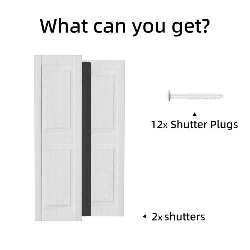 Ortus Collective Exterior Window Shutters - Weather-Resistant Polypropylene, Easy DIY Install - Raised Panel Shutters for Windows Outside, Vinyl, Brick, 14.5"W*39" H, White