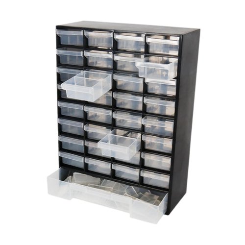 Drawer Storage Cabinet Organizer,Garage Organization with 33 Compartment Tool Box Container for Hardware Beads Parts Screws Scrapbook Crafts Beads Makeup (Black)