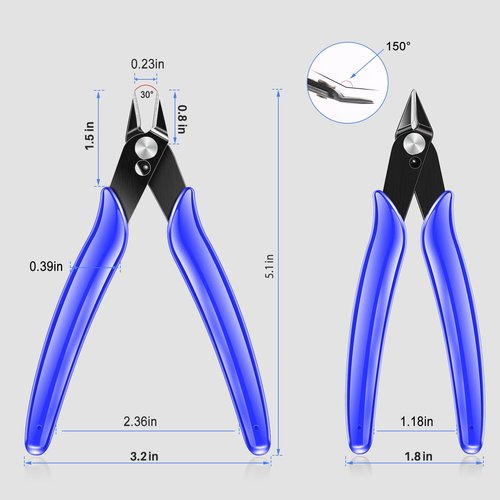 NICE-POWER Wire Cutters, 5 Inch Professional Pliers Cutter Electronic Flush Wire Cutter Carbon Steel Cutting Nippers for Electrical Jewelry making,Floral art scissors(Blue)