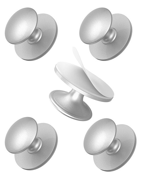 Anobeyi 5 Pack Self Adhesive Cabinet Knobs, No Drilling Self Stick Drawer Knob, Stick-on Kitchen Cabinet Stainless Steel Handle Pull for Window, Wardrobe, Dresser, Cupboard, Closet (5, Silver)