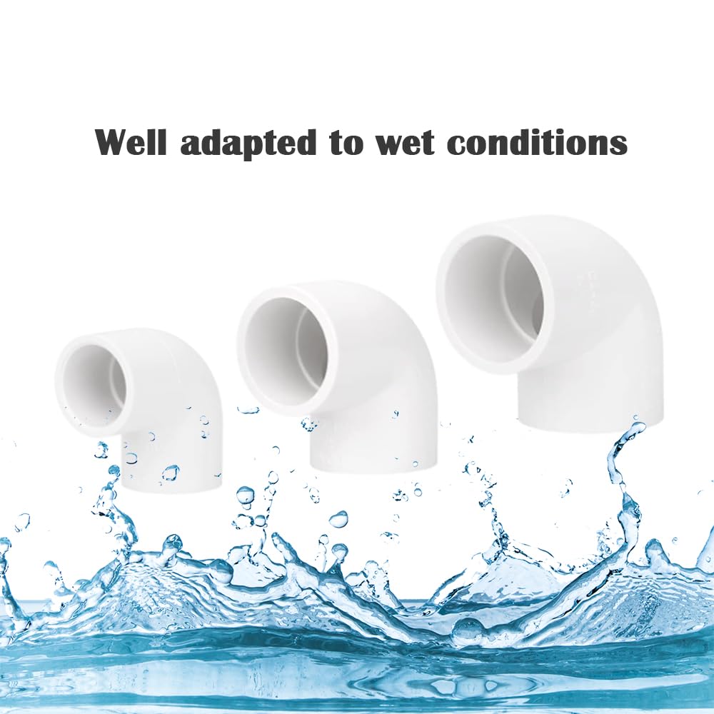 HayEastdor 2PCS 1-1/2 Inch White PVC 90 Degree Elbow Adapter Pipe Fittings 2 Way Right Angle Pipe Corner Coupling Connectors for Sprinkler, Drip Irrigation System HE051-1-1/2