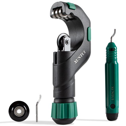 XUNTUI Copper Pipe Cutter Tool Set 3/16"-2" OD, Tube Cutter for Copper,Brass,Aluminum&Stainless Steel, HVAC Metal Plumbing Tubing cutter Tool with Deburring Tools&Extra Blades