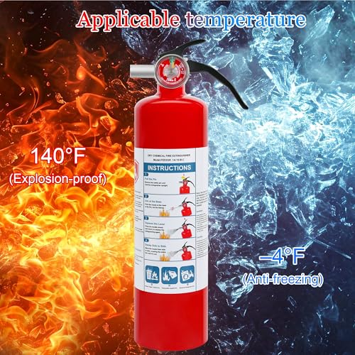 1 Pack ABC Dry Chemical Fire Extinguisher, 2.5 lb 1A:10B:C Rating for Home, Car, Boat, Quick Release Handle, Compact & Portable Dry Powder extinguishers