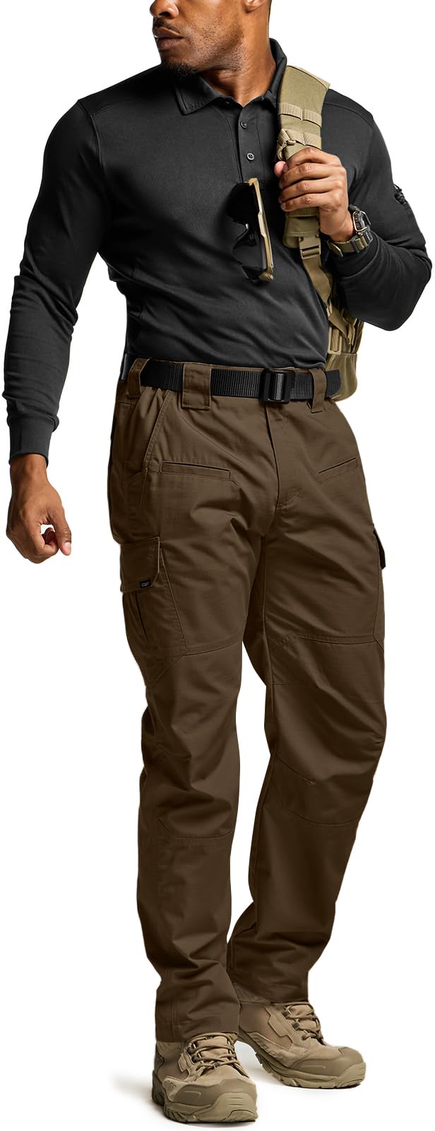 CQR Men's Tactical Pants, Water Resistant Ripstop Cargo Pants, Lightweight EDC Work Hiking Pants, Outdoor Apparel, Raider Tundra, 34W x 30L