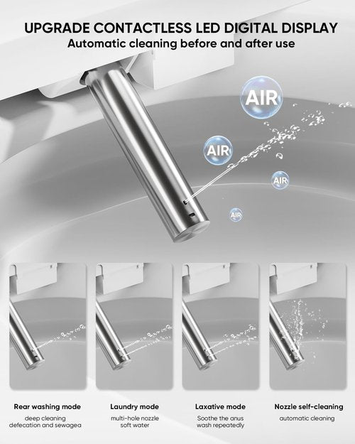 LOUPUSUO Smart Toilet,Tankless Toilets with Warm Water Sprayer and Dryer, Foot Sensor Operation,Bidet with Heated Seat Smart with Bidet Built In Fahrenheit LED Display