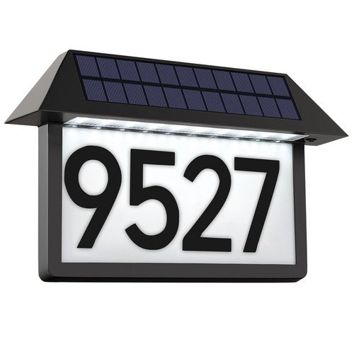 RigidBeam Solar Address Sign, Solar Powered Luminous House Number, Lighted Up Plaque Outdoor Waterproof for Patio Yard Home.