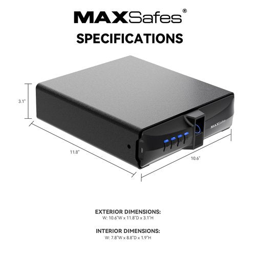 Drawer Safe with Super Biometric Finger Vein Recognition Lock for Two Pistols Storage Safe Quick Access with Biometric Fingerprint Under Desk Drawer Gun Safe for Home and Vehicle