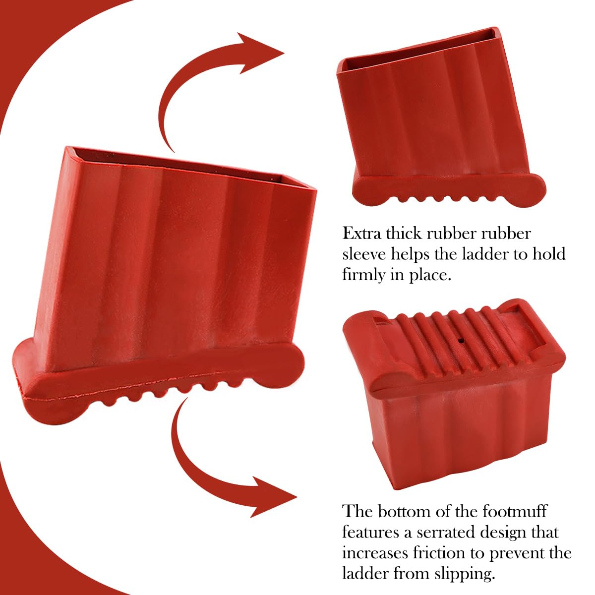 2 Pcs Ladder Non Slip Feet Covers, Thickened Furniture Rubber Foot Cushion Non-Slip Telescopic Ladder Rubber Protective Cushion Ladder Foot Cushion Cover Accessories