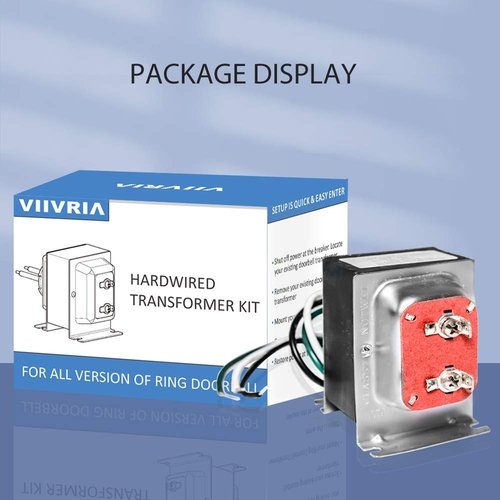 VIIVRIA 24V 40VA Doorbell Transformer - Heavy-Duty Copper Core for Ring Pro/2 & Nest Hello, Easy Install Hardwired Power Supply, Thermostat/Chime Compatible