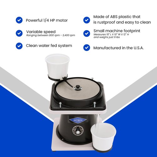 Hi-Tech Diamond 8" All-U-Need - Lapidary Equipment, Mineral & Stone Rock Shaping, Stone Grinder, Shaper w/ Variable Speed Motor & Polishing Machine Tool, Includes Mineral Rock Polishing Kit