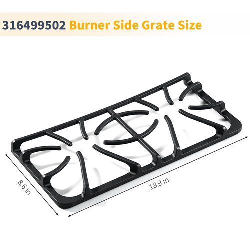 Allstare 316499502 Burner Grate Replacement Parts for Frigidaire Gas Stove Range Parts 3164995 Gallery Stove Top Side Grates 18.9’’x8.6’’ FGF348KSK DGGF3042KFR Frigidaire Cast Iron Cooktop Grate 1Pcs