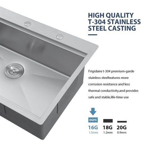 Lordear 33 Drop In Kitchen Sink Workstation 33x22 Kitchen Sinks Drop In Stainless Steel 16 Gauge Single Bowl Handmade Topmount Sink with Cutting Board