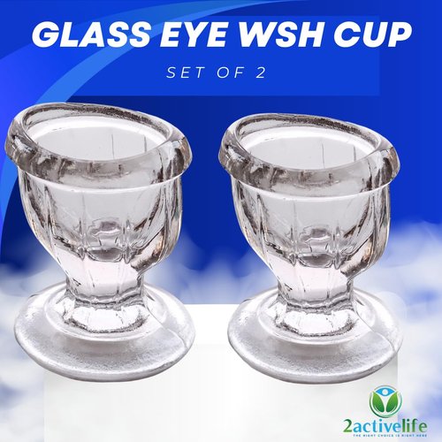 2activelife Glass Eye Wash Cups (Set of 2) with Storage Container | Eye Cleaner Solution for Tired Eyes, Eyestrain, Makeup, and Dust | Eye-Shaped Rim for Eye Rinse and Cleansing - Transparent