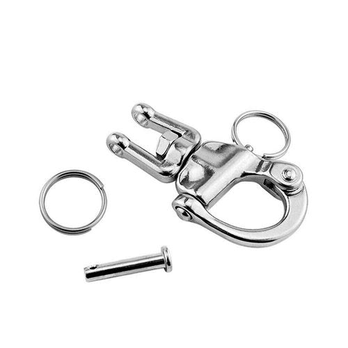 2/4 PCS Heavy Duty Marine 316 Stainless Steel Fixed Snap Shackle Quick Connect Shackle Snap Hook Rigging for Sailboat Yacht W/2 Rings (2, Overall Length:70mm)