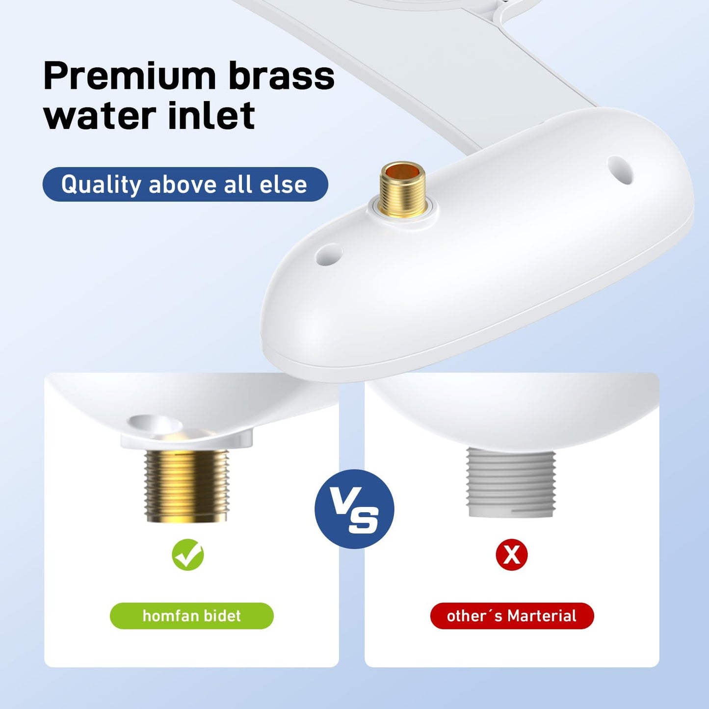 Homfan Toilet Bidet Attachment, Non-Electric Dual Nozzle (Feminine/Bidet Wash), Self-Cleaning Fresh Cold Water Sprayer Bidets for Toilets with Adjustable Water Pressure (Dual Knob, Chrome)