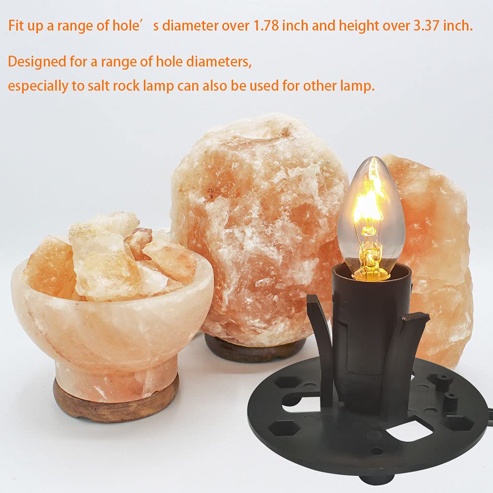 New Orange Heart Himalayan Salt Lamp Cord with Dimmer Switch and Bulbs, 6FT Original Replacement Cord with Base Assembly 3.35 Inches, 6-Pack 15 Watt E12 Halogen Salt Lamp Bulbs for Salt Rock Lamp