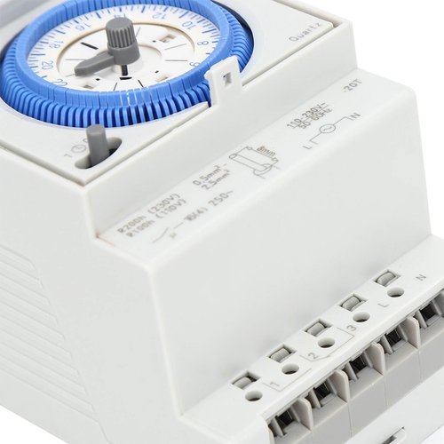 Baxnore SUL181D Mechanical Timer 24 Hours, Time Switch Relay with DIN Rail Mount, 15 Min Interval Setting for Industrial Lighting Farm Automation