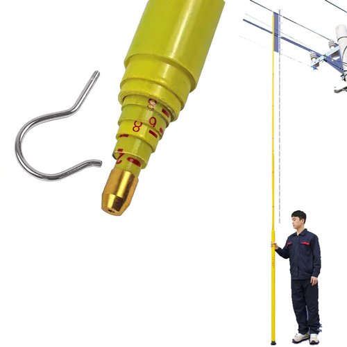 WLCGYD Yellow Height Measuring Stick Lineman w/Hook, Epoxy Resin Telescoping Measuring Rod for Live Power Line, Tree Height Measuring Device, 60 50 40 30 20 Ft Long(1pack,6m/19.7ft)