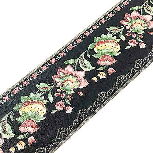 Simplemuji 5 Meters Black Lantern Flower Self-Adhesive Wallpaper Border PVC Wall Covering Borders Bathroom Kitchen Tiles Decor Sticker