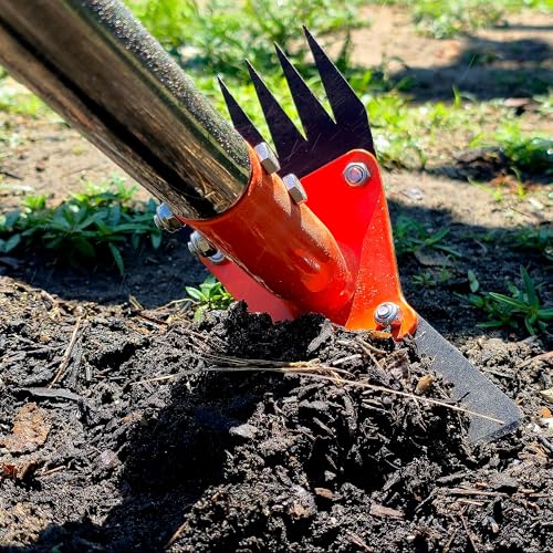 CKLT 61 Inch Adjustable Garden Hoe and Weed Puller Rake Heavy Duty Steel