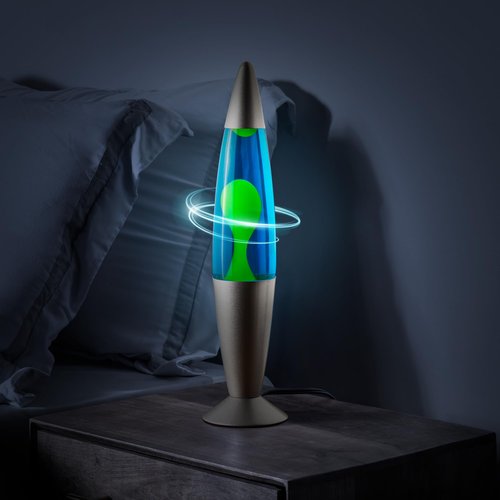 JAMBO BEZALM 16-Inch Beautiful Lamp, Relaxing Night Light Home Decor for Living Room, Office, Bedroom - Magma Lamp (16", Silver Base, Blue Liquid, Yellow Wax)