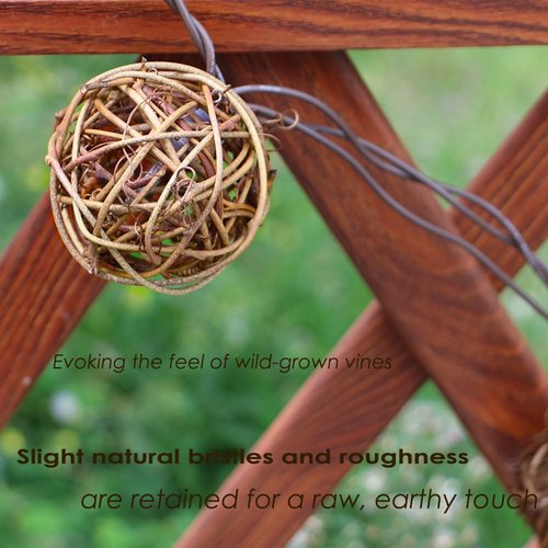 ACRAFT Rattan Ball String Lights Plug in Fairy Lights for Indoor Outdoor Patio Garden Balcony with End-to-end Connector Decorative Lighting-Brown Cord 10 Led 8.5ft