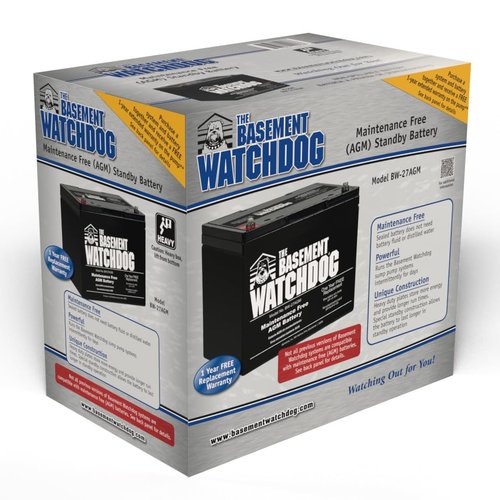 THE BASEMENT WATCHDOG Model BW-27AGM Maintenance Free (AGM) Sump Pump Battery