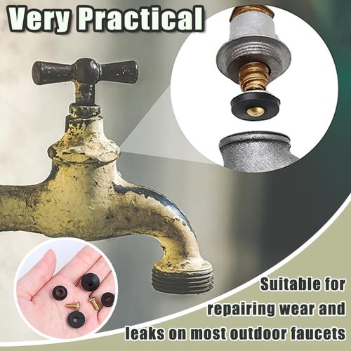 48PCS Outdoor Faucet Repair kit Water Hose Gasket Rings Faucet Washer Kit with Flat and Beveled Washers and Brass Screws for Faucet Hose Spigot Plumbing Seal Repair Universal Rubber Washers (48Pcs)