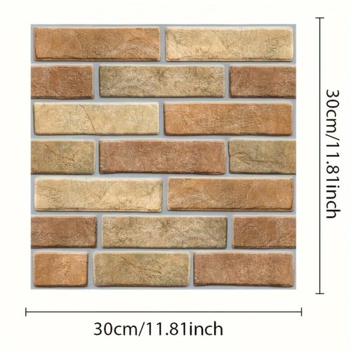 3D Wall Panels Peel and Stick,3DWall Paneling,11.8x11.8in,Easy Install Faux Brick & Stone Decorative Wallpaper(20pcs-Covers 19 sq ft)