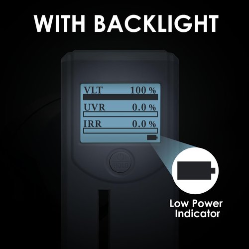 Tint Meter Portable Window Tint Meter Automatic Rotating Screen Window Tint Tester, Automatic Calibration, Measuring VL(Visible Light) UV IR Transmittance and Rejection of Windows, Solar Window Film