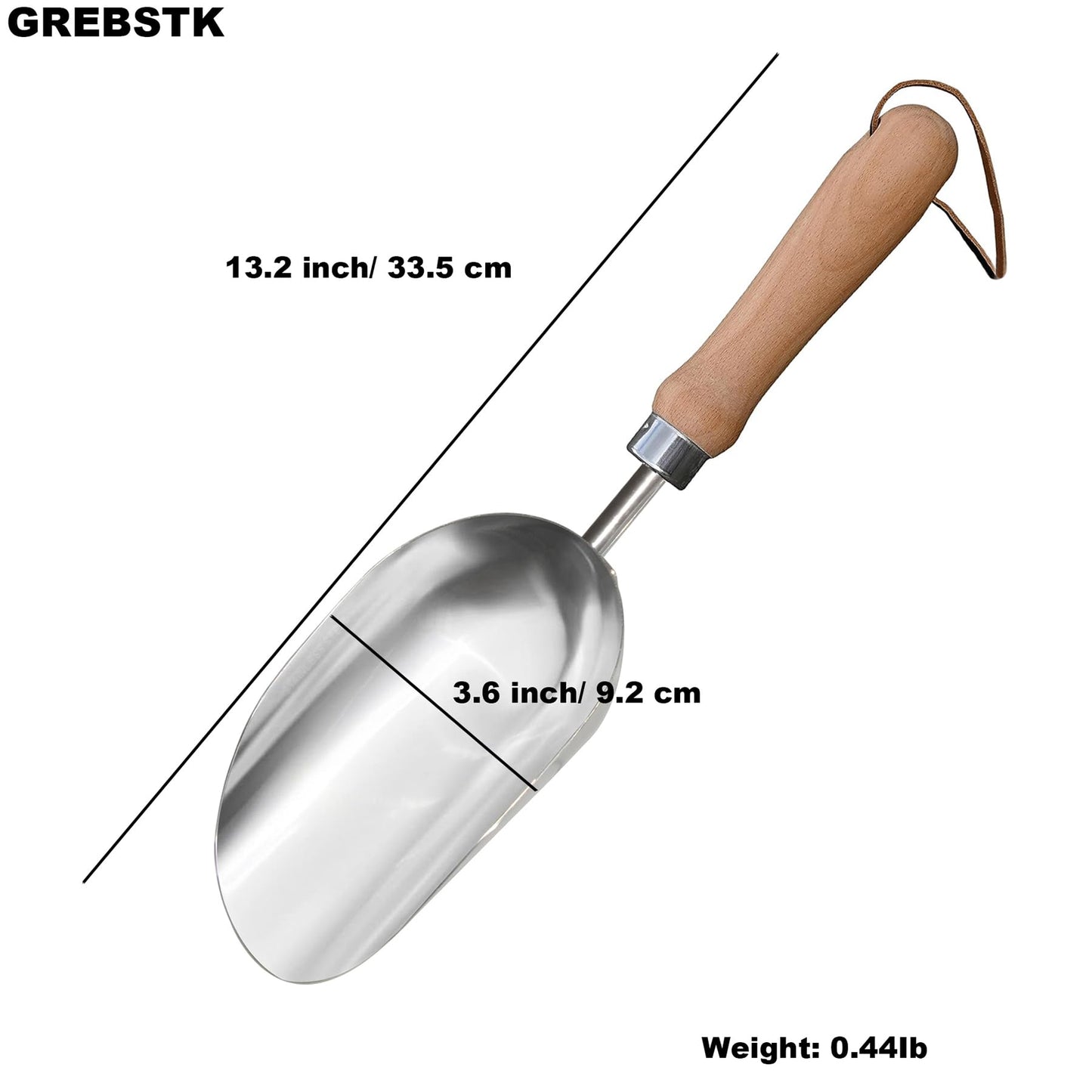 GREBSTK Garden Hand Large Capacity Fertilizer Scoop Soil Shovel Stainless Steel Gardening Trowel for Transplanting, Digging, Planting, Cultivation