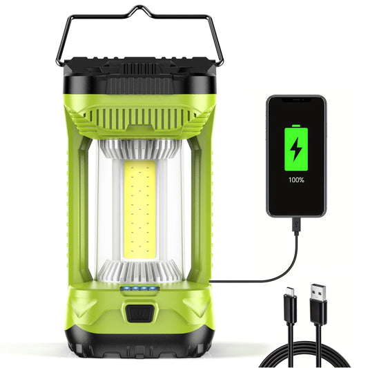 AlpsWolf Camping Lantern Rechargeable, 1000LM 4 Light Modes Camping Light 4000mAh Rechargeable Lantern for Power Outages Portable Camp Lantern with Memory Function, Green, 1 Pack