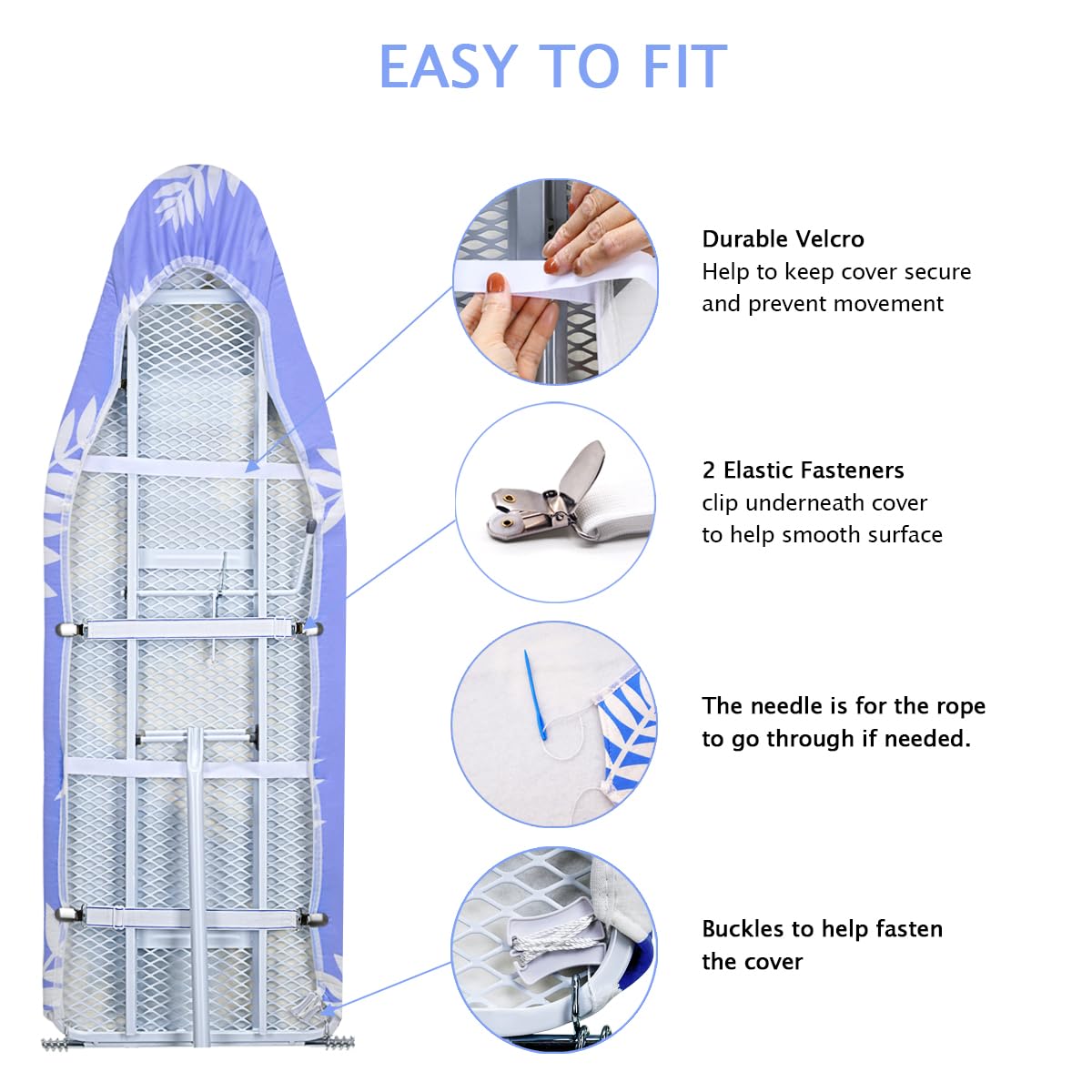 SheeChung 14x42 Inch Over-The-Door Ironing Board Replacement Pad/Cover,100% Cotton Iron Board Cover and Heavy-Duty Extra Thick Pad,Resists Scorching and Staining,Snug fit Ironing Board Cover