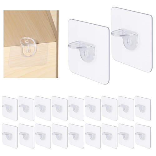 20 Pieces Plastic Shelf Support Peg Punch Free Reinforced Design Shelf Support Pegs Self Adhesive Shelves Clips Strong Partition Pin for Kitchen Cabinet Book Shelves Closet Clapboard Layer